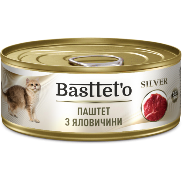 Basttet`O  SILVER для котів Паштет  з яловичини 85г