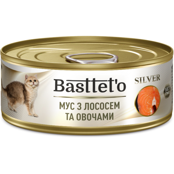 Basttet`O  SILVER для котів Мус з лососем  та овочами 85г