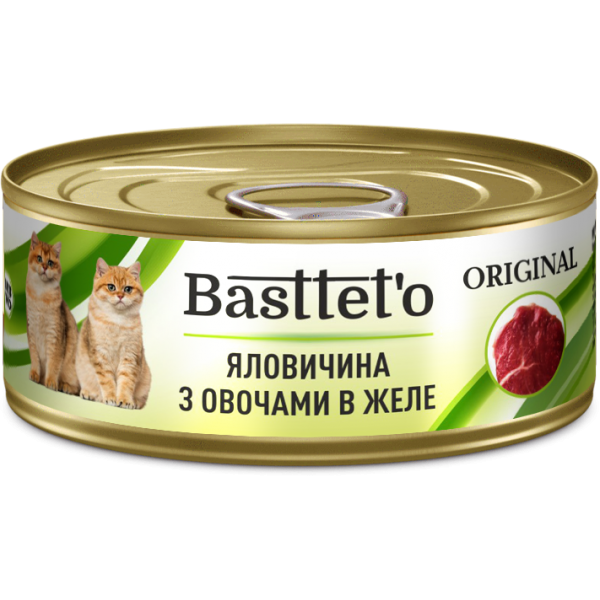 Basttet`O Original для котів   Яловичина  з овочами в желе 85г