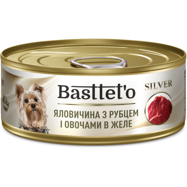 Basttet`O  SILVER для собак  Яловичина з рубцем і овочами в желе 85г